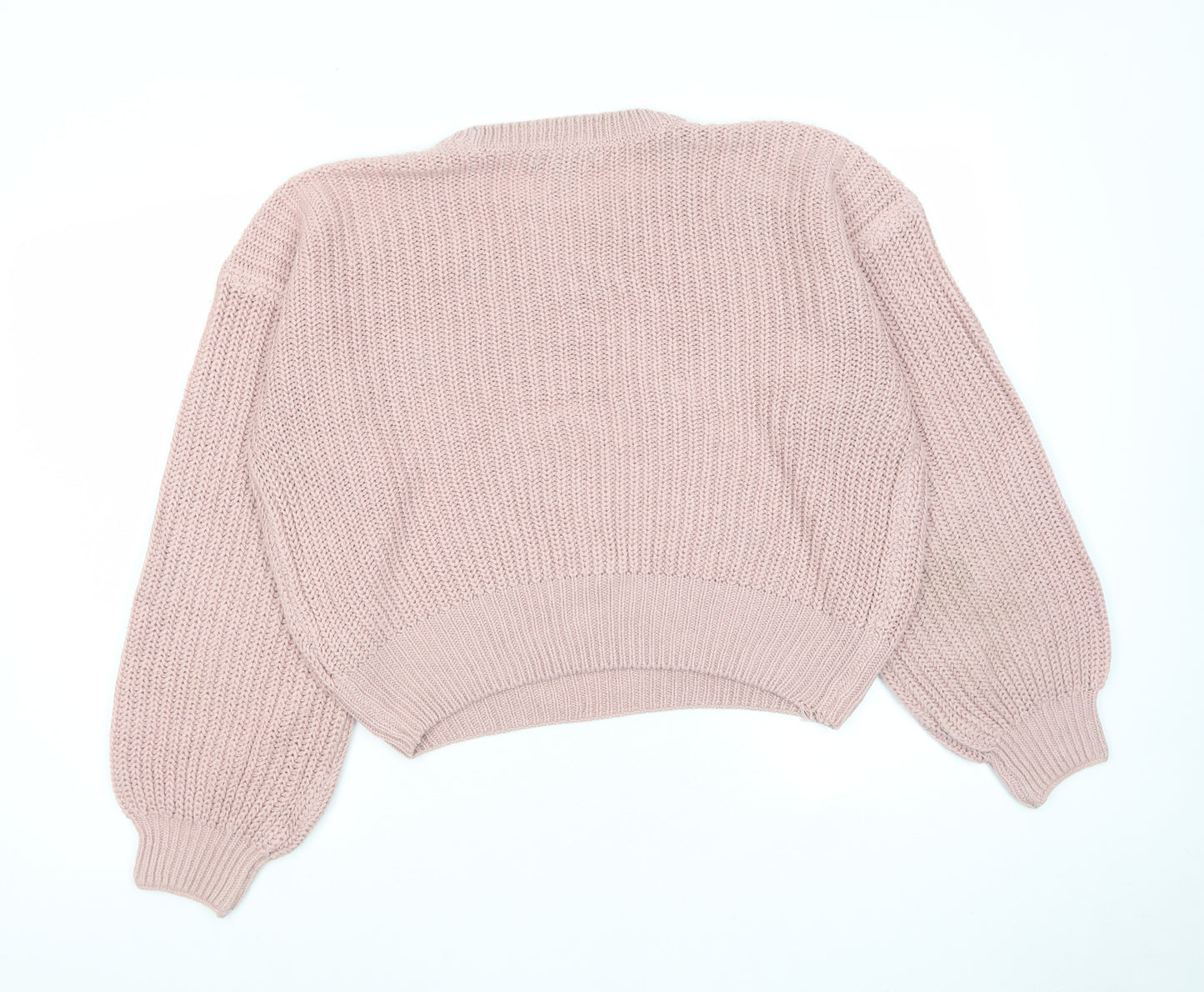 New Look Womens Pink Crew Neck Acrylic Pullover Jumper Size S - Oversized