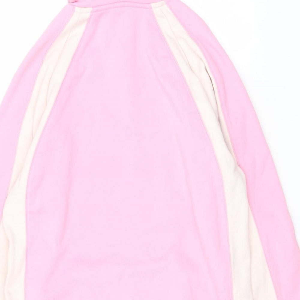 adidas Womens Pink Colourblock Cotton Pullover Hoodie Size L Pullover - Pockets Logo