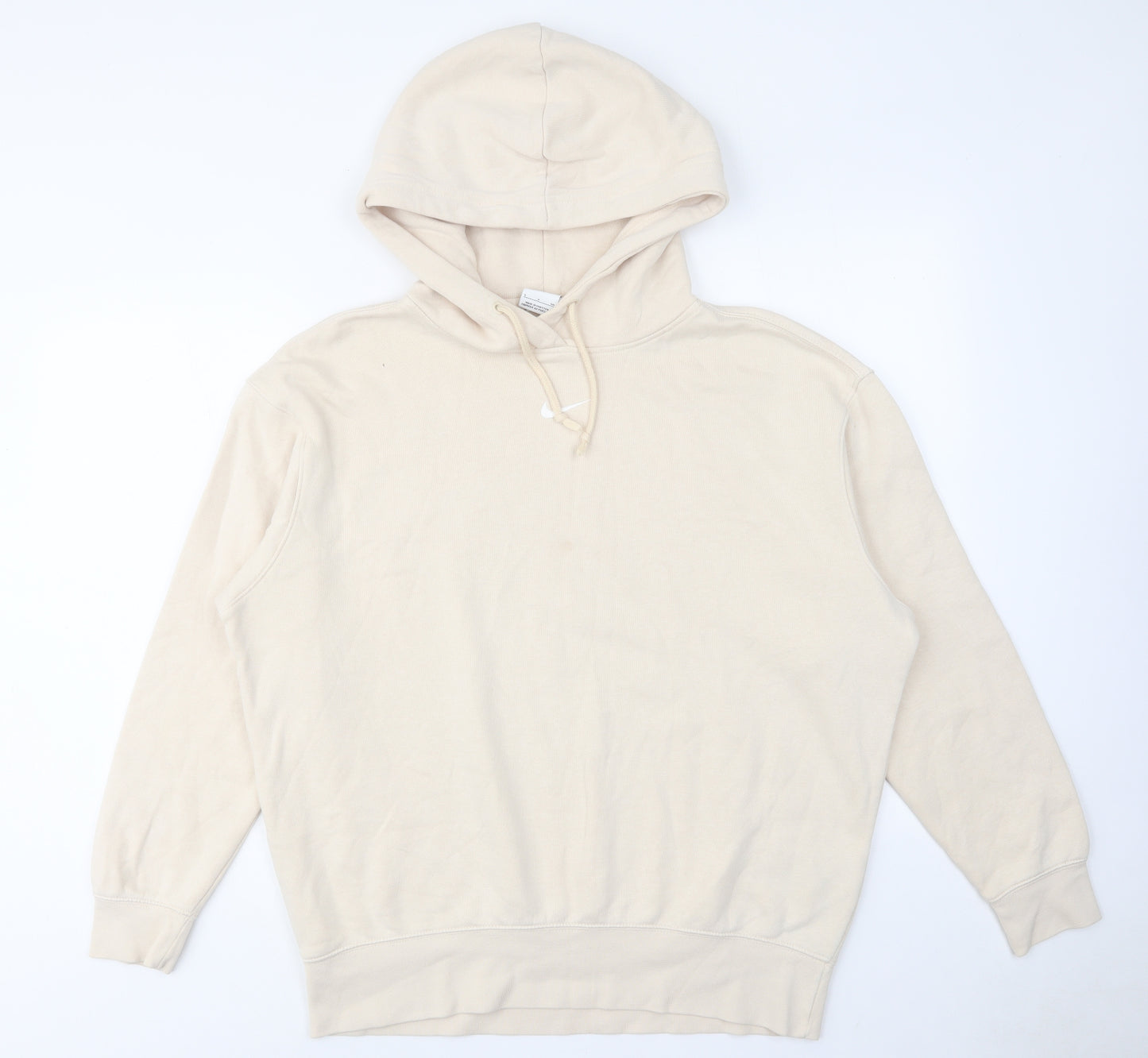 Nike Womens Ivory Cotton Pullover Hoodie Size S Pullover - Logo Drawstring
