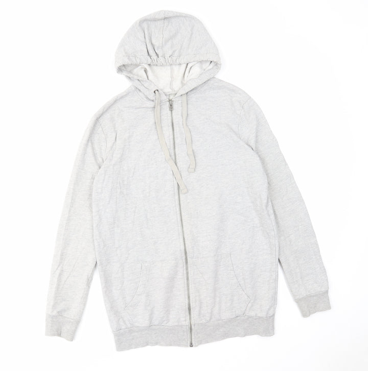 ASOS Womens Grey Cotton Full Zip Hoodie Size 6 Zip - Pockets Drawstring