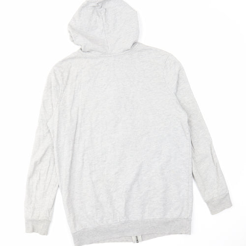 ASOS Womens Grey Cotton Full Zip Hoodie Size 6 Zip - Pockets Drawstring