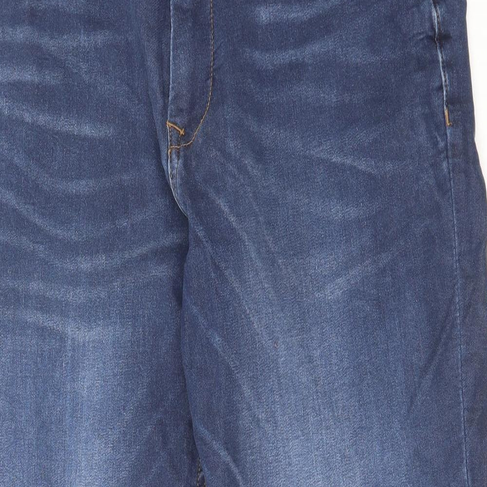 George Mens Blue Cotton Straight Jeans Size 38 in L30 in Regular Zip
