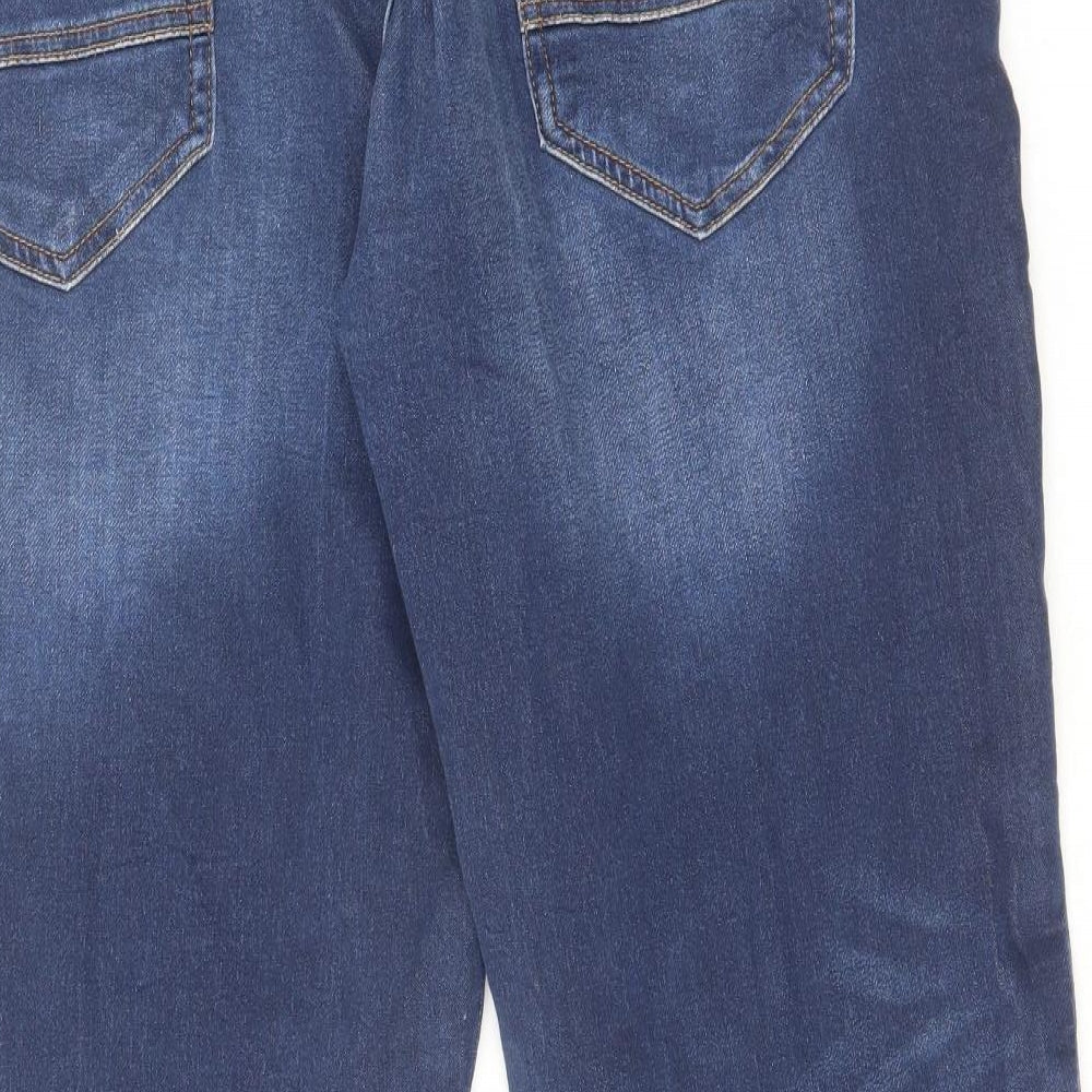 George Mens Blue Cotton Straight Jeans Size 38 in L30 in Regular Zip