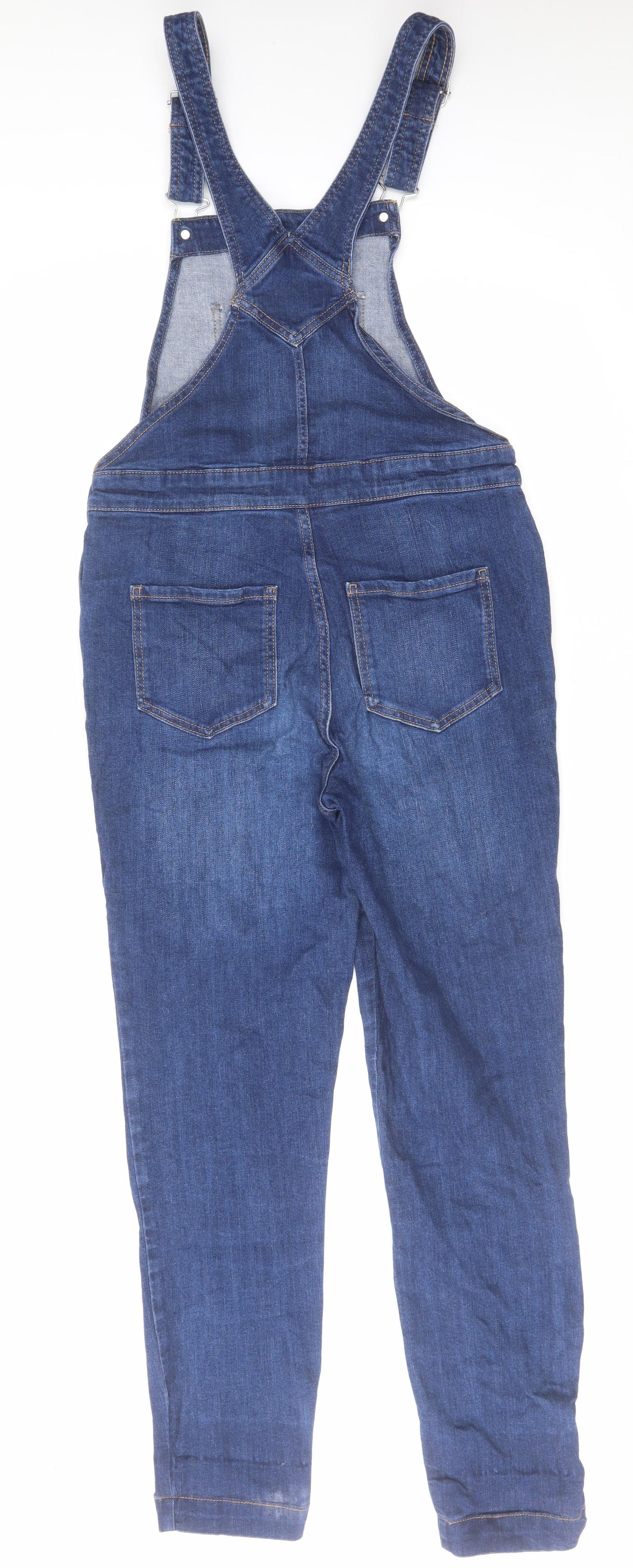 TU Womens Blue Cotton Dungaree One-Piece Size 10 L29 in Button