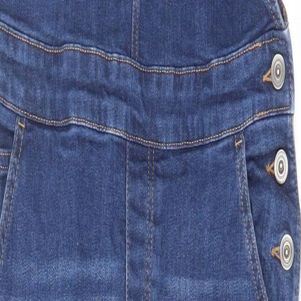 TU Womens Blue Cotton Dungaree One-Piece Size 10 L29 in Button