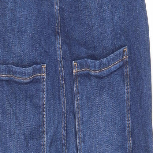 TU Womens Blue Cotton Dungaree One-Piece Size 10 L29 in Button