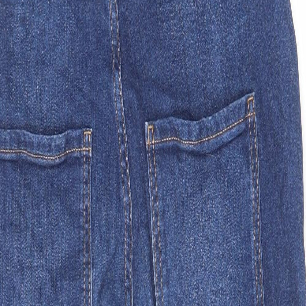 TU Womens Blue Cotton Dungaree One-Piece Size 10 L29 in Button