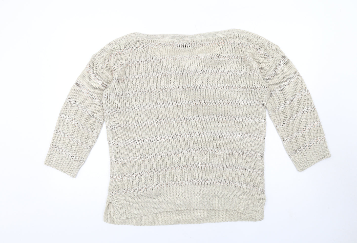Wallis Womens Beige Boat Neck Acrylic Pullover Jumper Size M