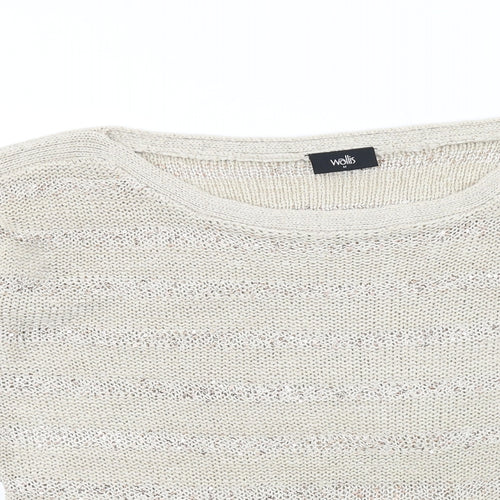 Wallis Womens Beige Boat Neck Acrylic Pullover Jumper Size M