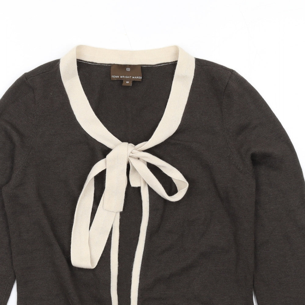 Fenn Wright Manson Womens Brown Round Neck Wool Cardigan Jumper Size 10