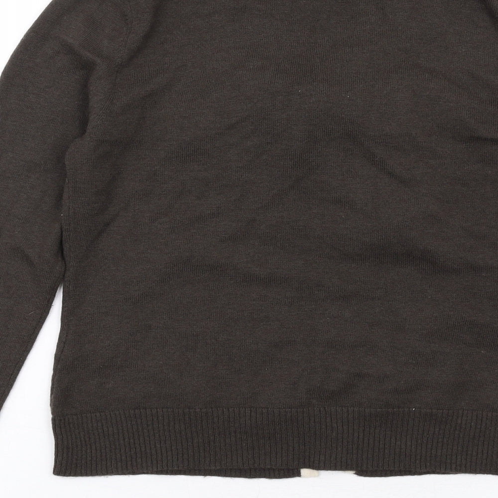Fenn Wright Manson Womens Brown Round Neck Wool Cardigan Jumper Size 10