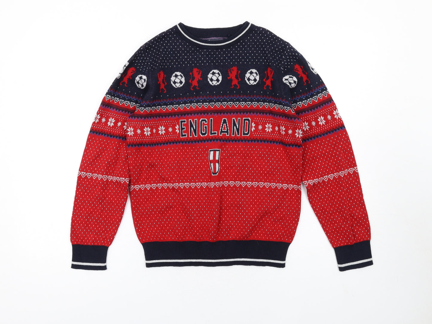 NEXT Boys Multicoloured Round Neck Fair Isle Cotton Pullover Jumper Size 12 Years Pullover - England