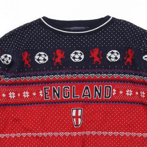 NEXT Boys Multicoloured Round Neck Fair Isle Cotton Pullover Jumper Size 12 Years Pullover - England