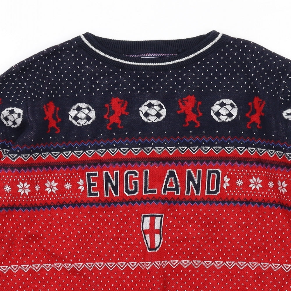 NEXT Boys Multicoloured Round Neck Fair Isle Cotton Pullover Jumper Size 12 Years Pullover - England