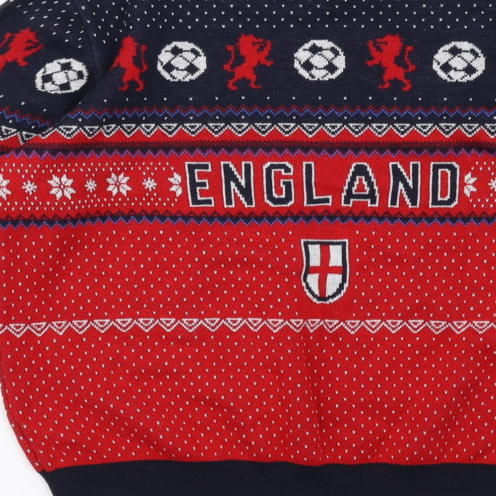 NEXT Boys Multicoloured Round Neck Fair Isle Cotton Pullover Jumper Size 12 Years Pullover - England