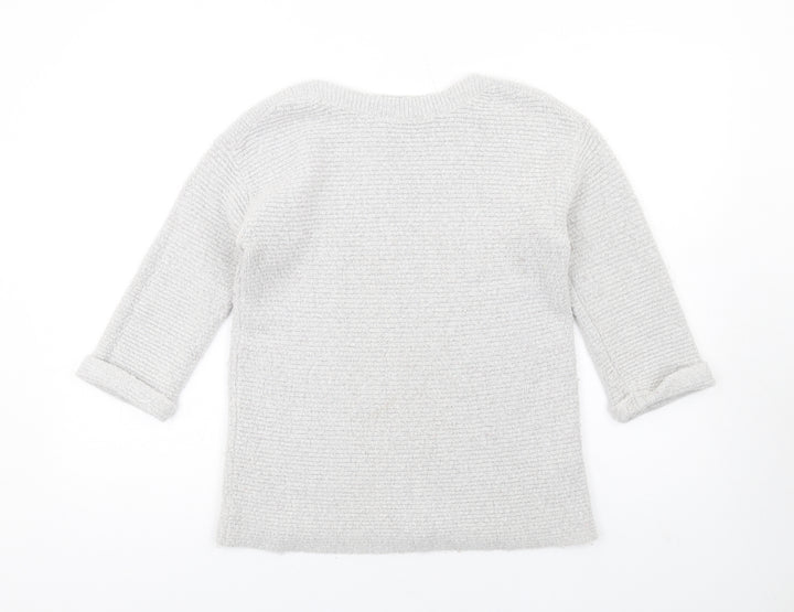 Monsoon Womens Grey Round Neck Acrylic Pullover Jumper Size S
