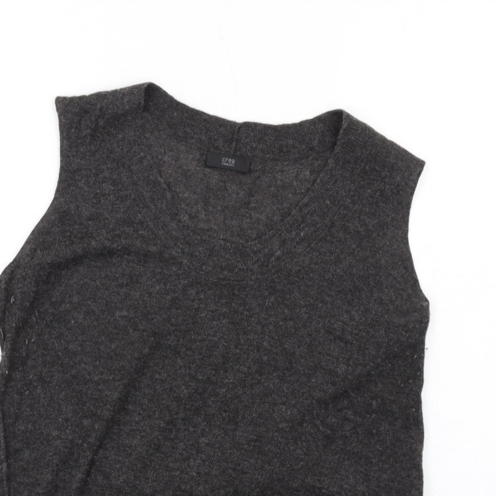 Crea Concept Womens Grey Round Neck Alpaca Pullover Jumper Size L