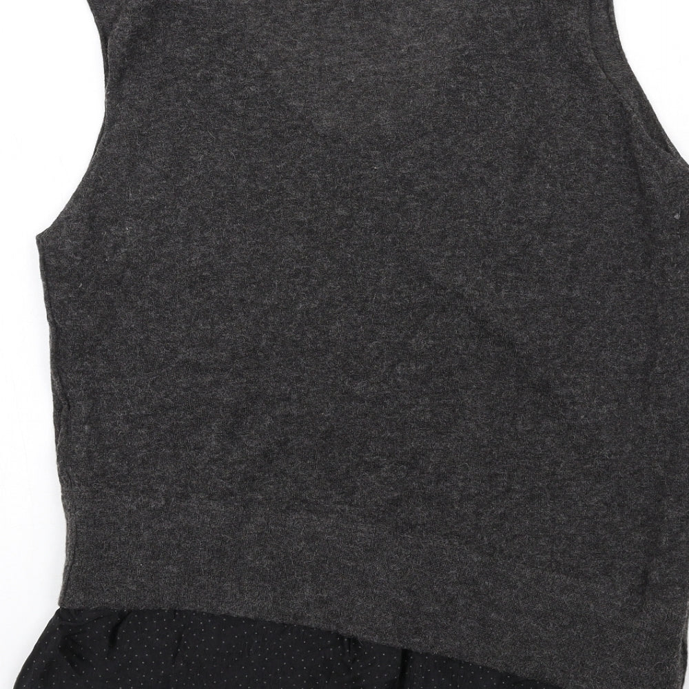 Crea Concept Womens Grey Round Neck Alpaca Pullover Jumper Size L