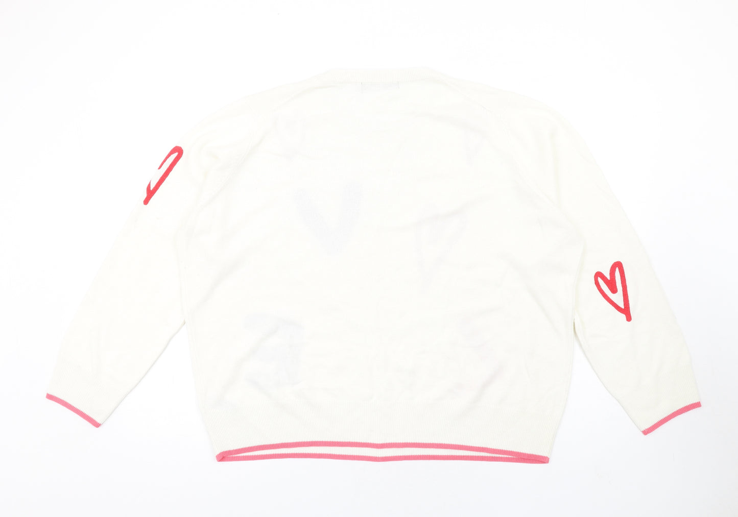 Marks and Spencer Womens Ivory Crew Neck Geometric Acrylic Pullover Jumper Size 24 - Love