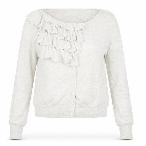 Warehouse Womens Grey Boat Neck Viscose Cardigan Jumper Size 10 - Ruffle