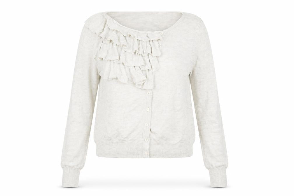 Warehouse Womens Grey Boat Neck Viscose Cardigan Jumper Size 10 - Ruffle