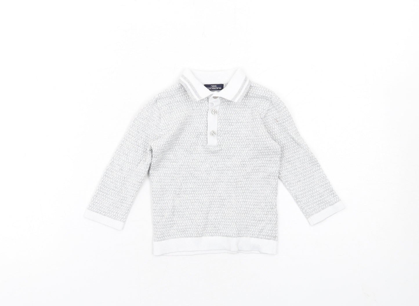 NEXT Boys Grey Cotton Henley Jumper Size 6-9 Months Button