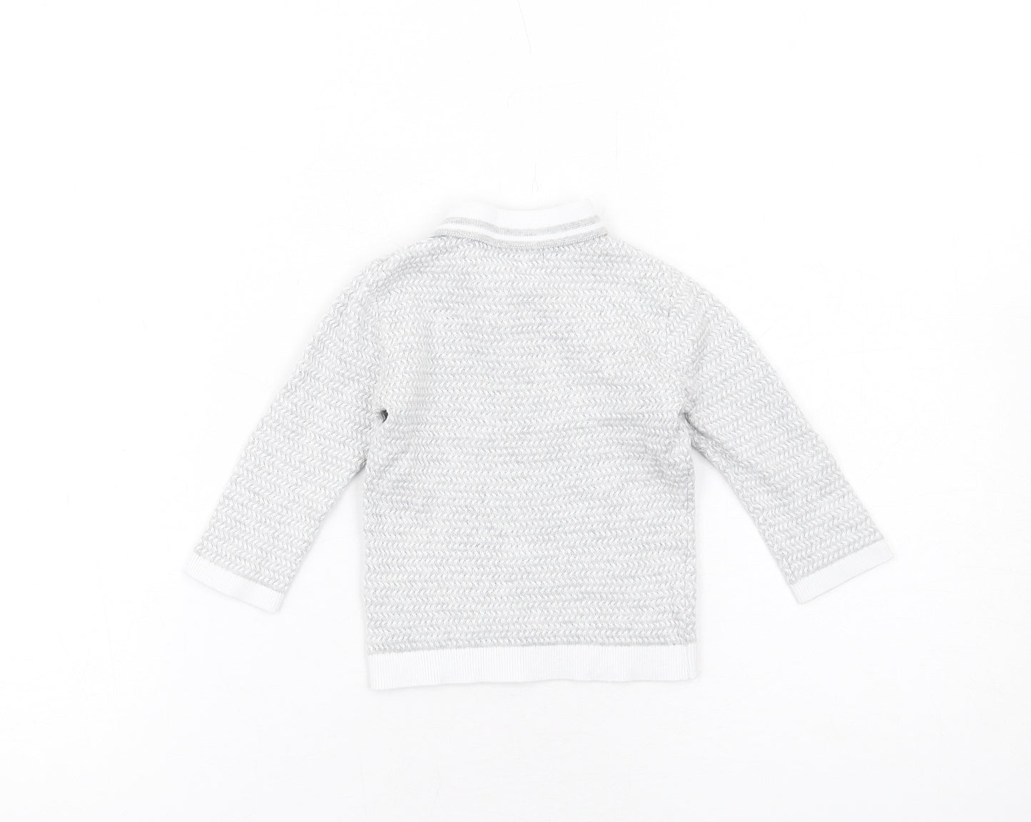 NEXT Boys Grey Cotton Henley Jumper Size 6-9 Months Button