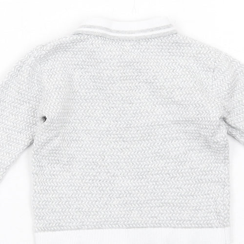 NEXT Boys Grey Cotton Henley Jumper Size 6-9 Months Button
