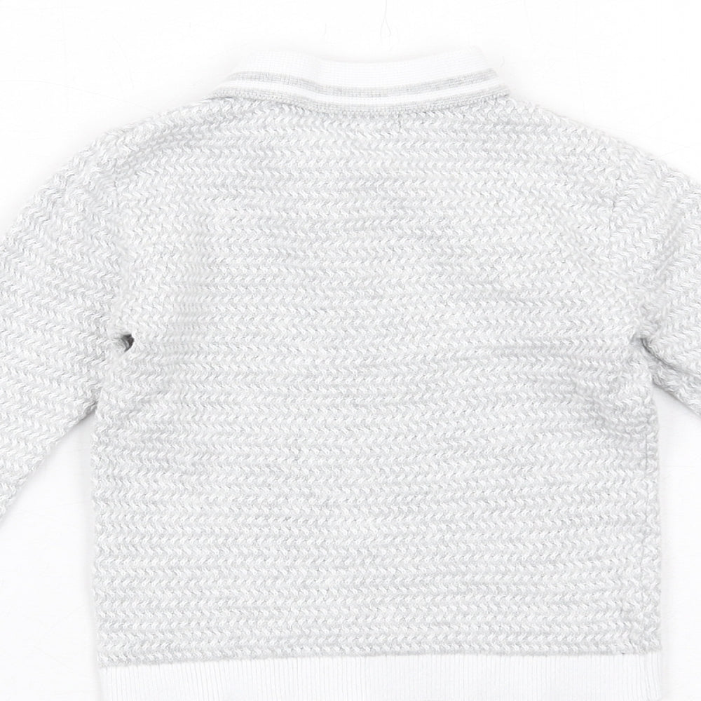 NEXT Boys Grey Cotton Henley Jumper Size 6-9 Months Button