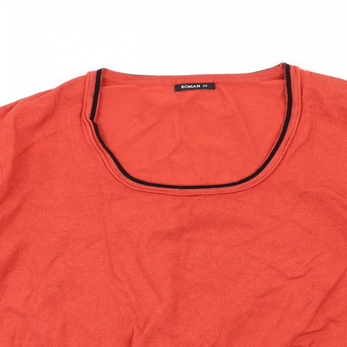 Roman Womens Orange Scoop Neck Viscose Pullover Jumper Size 20