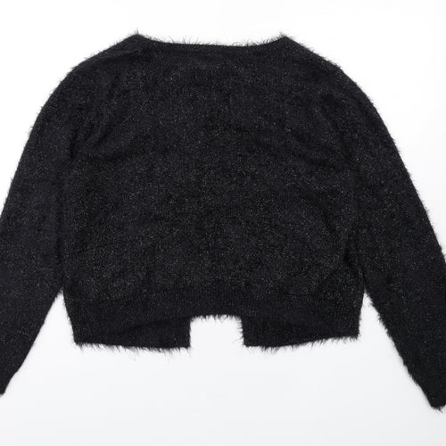 Wallis Womens Black V-Neck Polyamide Cardigan Jumper Size L - Open