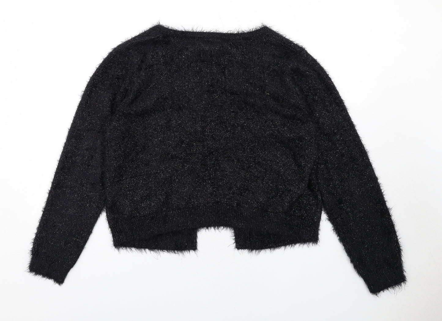 Wallis Womens Black V-Neck Polyamide Cardigan Jumper Size L - Open