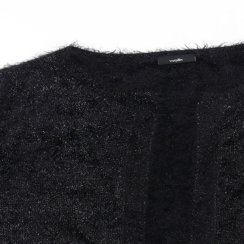 Wallis Womens Black V-Neck Polyamide Cardigan Jumper Size L - Open