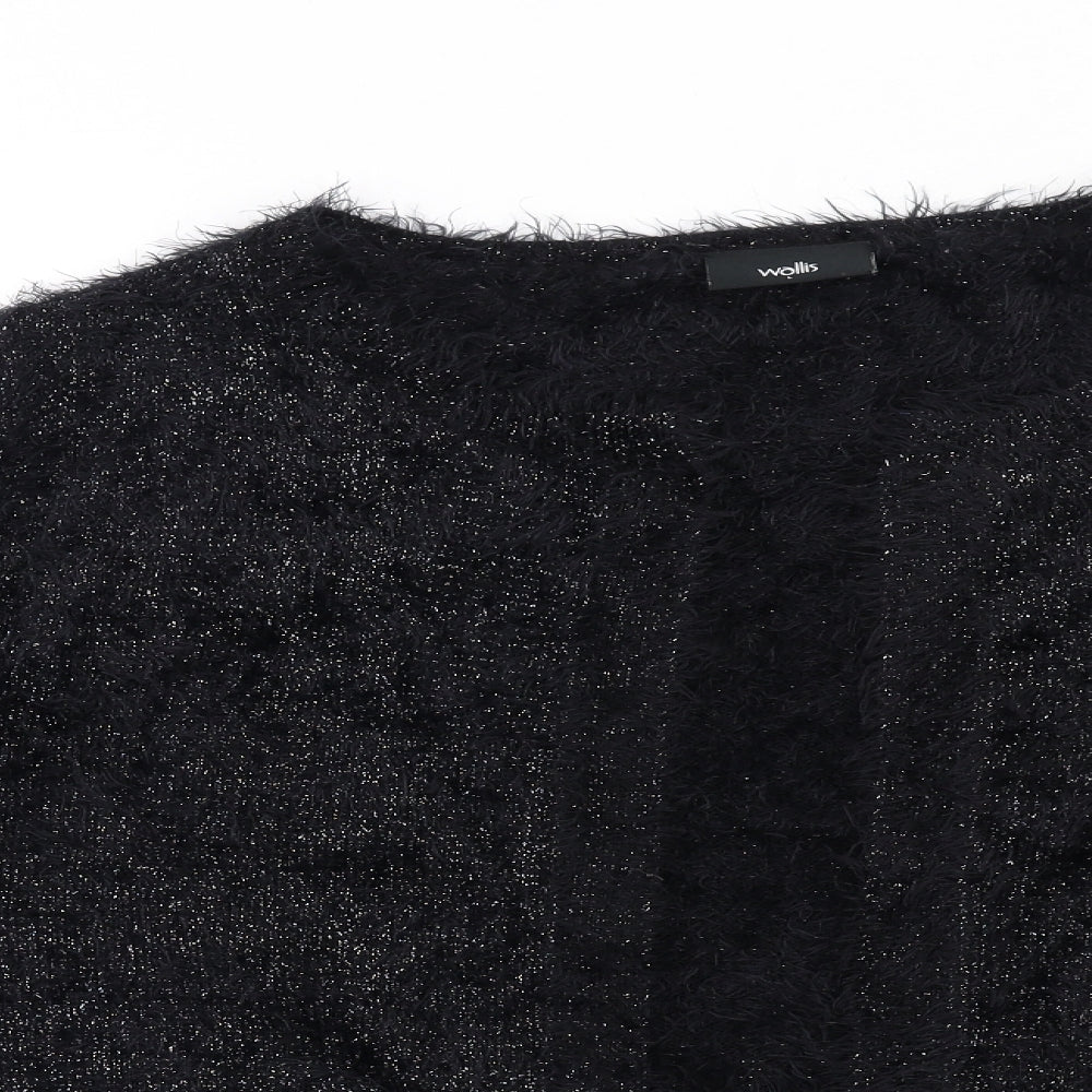 Wallis Womens Black V-Neck Polyamide Cardigan Jumper Size L - Open
