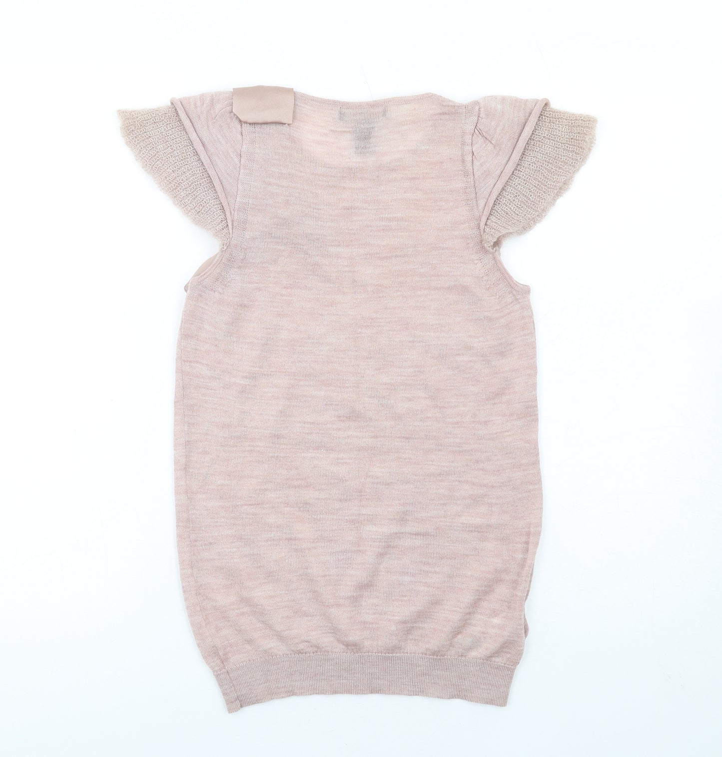 Mango Womens Pink Round Neck Acrylic Pullover Jumper Size M - Bow Detail