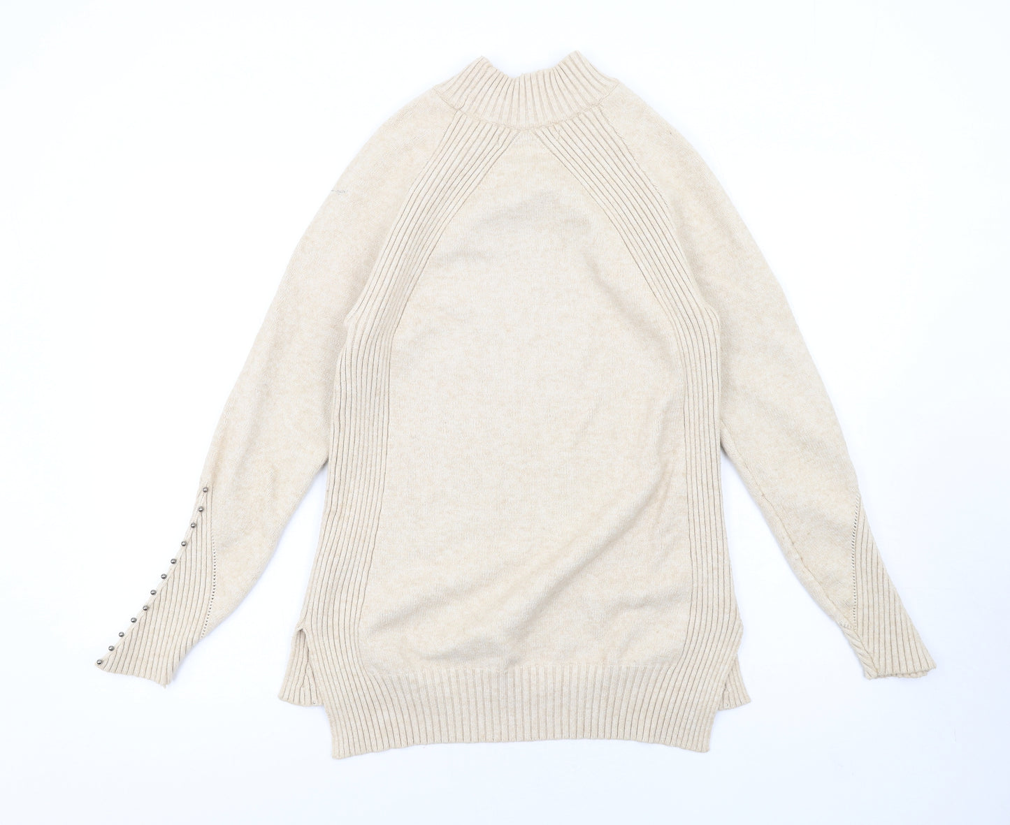 Very Womens Beige High Neck Viscose Pullover Jumper Size 12