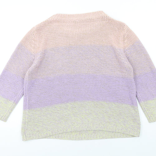Intuition Womens Multicoloured Round Neck Striped Cotton Pullover Jumper Size 14