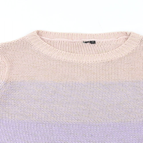 Intuition Womens Multicoloured Round Neck Striped Cotton Pullover Jumper Size 14