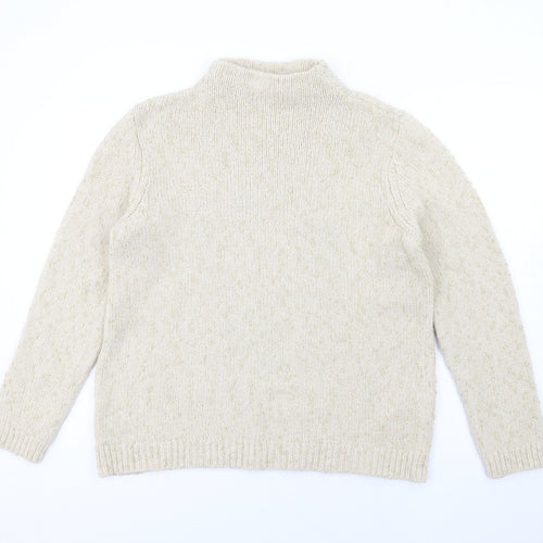 Fransa Womens Ivory Mock Neck Nylon Pullover Jumper Size M