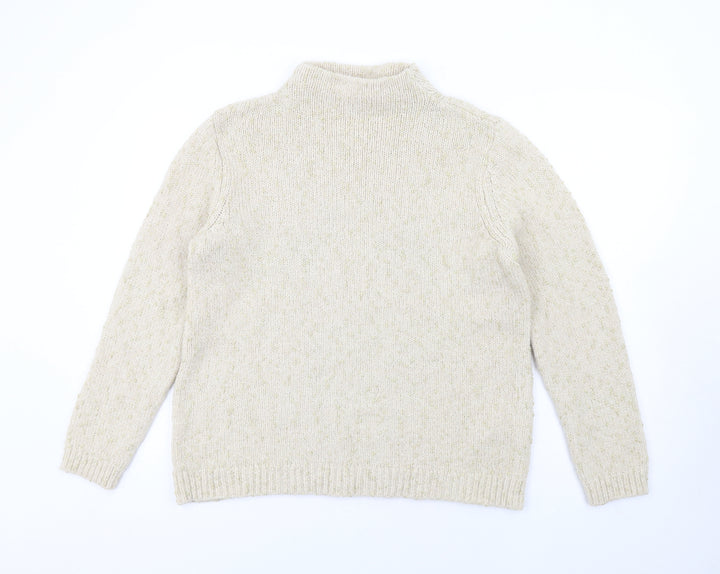Fransa Womens Ivory Mock Neck Nylon Pullover Jumper Size M