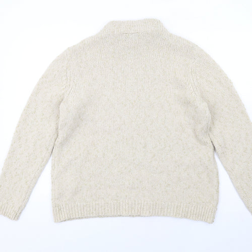 Fransa Womens Ivory Mock Neck Nylon Pullover Jumper Size M