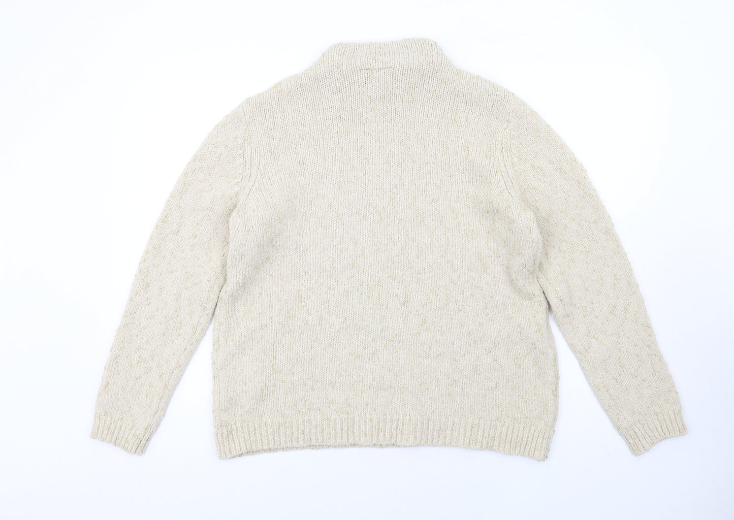 Fransa Womens Ivory Mock Neck Nylon Pullover Jumper Size M
