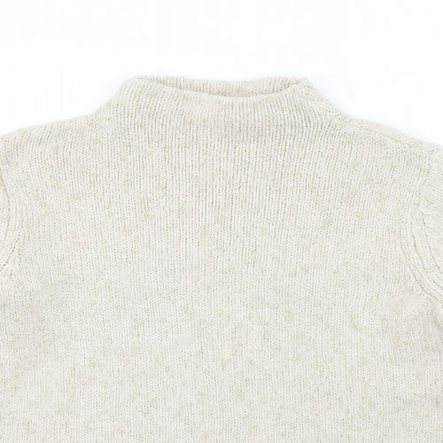 Fransa Womens Ivory Mock Neck Nylon Pullover Jumper Size M