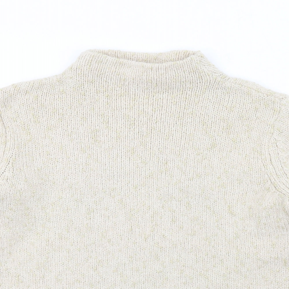 Fransa Womens Ivory Mock Neck Nylon Pullover Jumper Size M