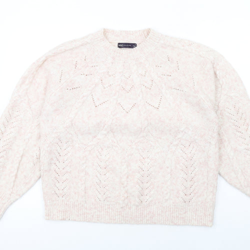 Marks and Spencer Womens Pink Round Neck Polyester Pullover Jumper Size M