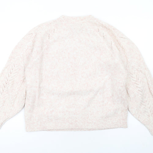 Marks and Spencer Womens Pink Round Neck Polyester Pullover Jumper Size M
