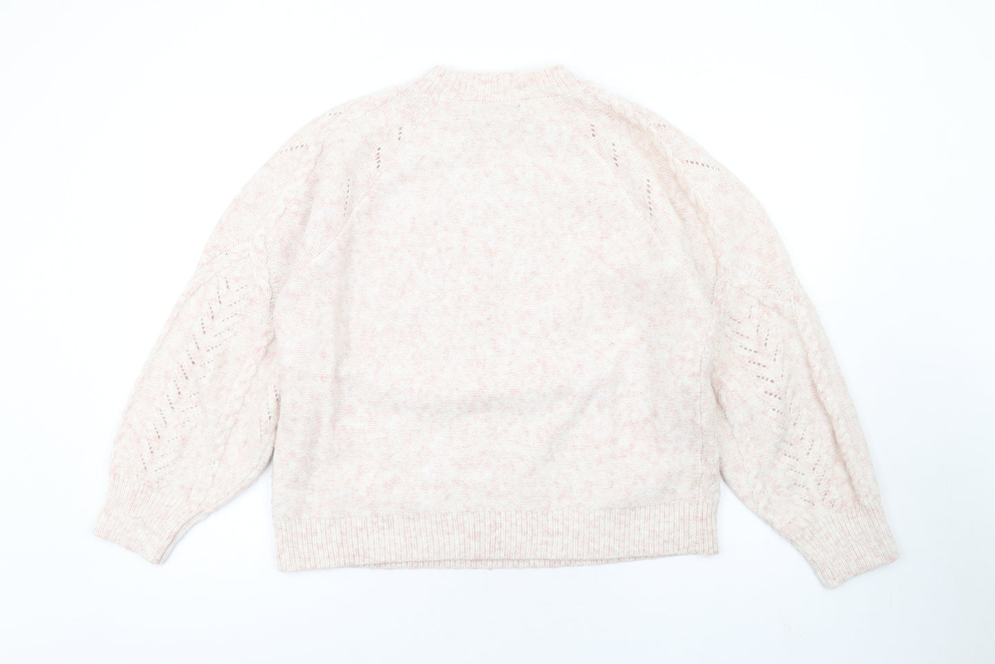 Marks and Spencer Womens Pink Round Neck Polyester Pullover Jumper Size M