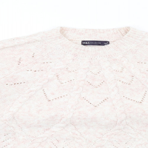 Marks and Spencer Womens Pink Round Neck Polyester Pullover Jumper Size M