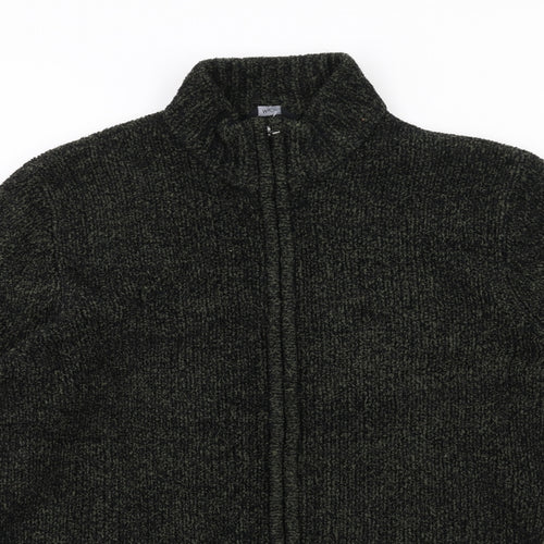 M&Co Womens Green High Neck Polyester Full Zip Jumper Size M
