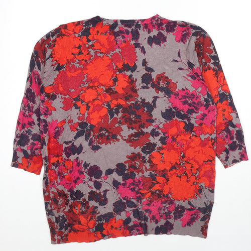 Debenhams Womens Multicoloured Round Neck Geometric Viscose Pullover Jumper Size 18